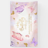 Pink Gold Lila Butterfly Baby Dusche Banner (Vertikal)