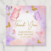 Pink Gold Lila Butterfly Baby Dusche Geschenkanhänger (Vorderseite)