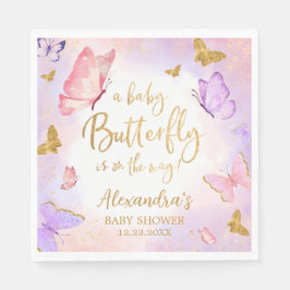 Pink Gold Lila Butterfly Baby Dusche Serviette