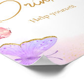 Pink Gold Lila Butterfly Baby Duschgetränke Poster (Ecke)