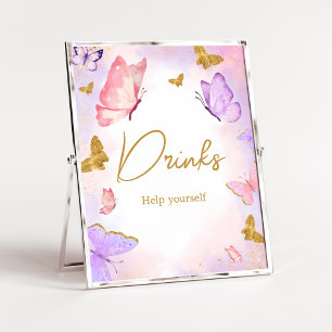 Pink Gold Lila Butterfly Baby Duschgetränke Poster
