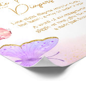 Pink Gold Lila Butterfly Spate Night Diapers Poster (Ecke)