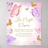 Pink Gold Lila Butterfly Spate Night Diapers Poster (Vorne)