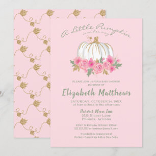 Pink Gold Little Pumpkin Girl Babydusche Einladung