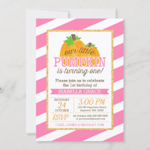 Pink Gold Little Pumpkin Girl Erstgeburt Einladung