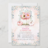 Pink Gold Little Pumpkin Niedlich Herbst Geburtsta Einladung (Vorderseite)