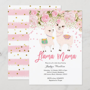 Pink Gold Llama Mama Baby Dusche Einladung