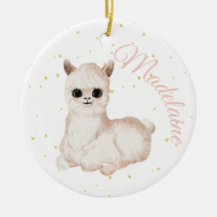 Pink Gold Llama Niedliches Foto Keramik Ornament