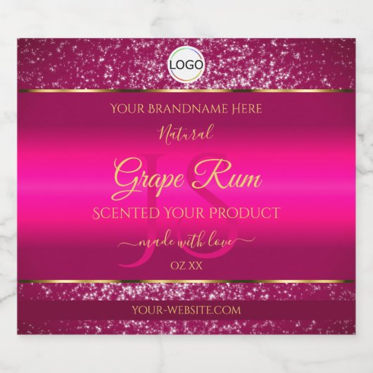 Pink-Gold-Logos und Erstmarken für Glitzer Alkoholflaschenetikett (Einzelnes Label)