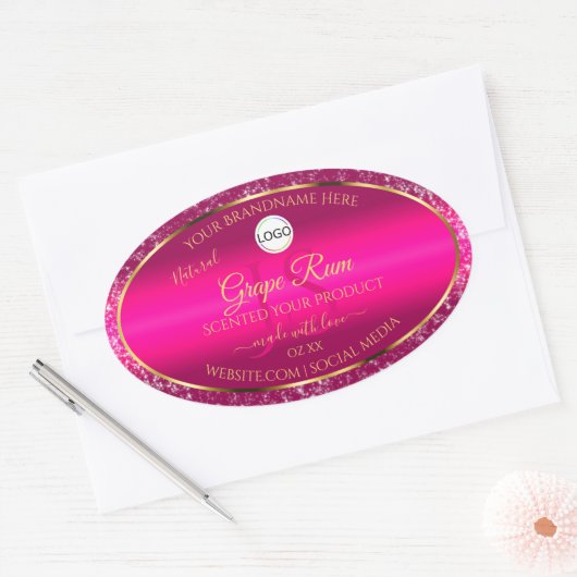 Pink-Gold-Logos und Erstmarken für Glitzer Ovaler Aufkleber (Umschlag)