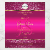 Pink-Gold-Logos und Erstmarken für Glitzer Weinetikett (Einzelnes Label)