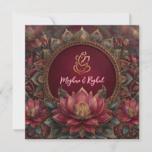 Pink Gold Lotus Ganesh God Indian Wedding Einladung