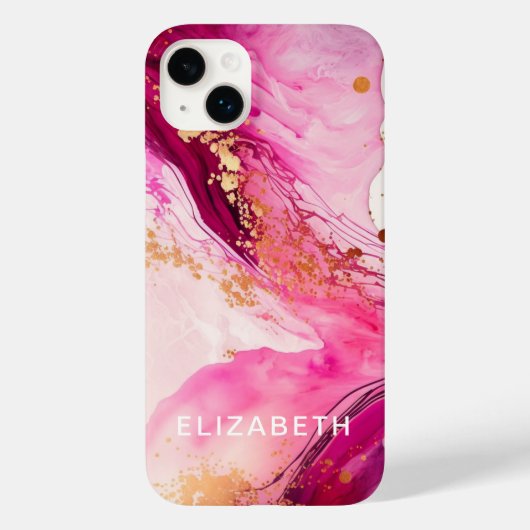 pink gold marble glitter personalized name  Case-Mate iPhone hülle (Rückseite)