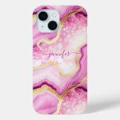 Pink Gold Marmor Agate Geode Mit Monogramm Chic Case-Mate iPhone Hülle (Rückseite)