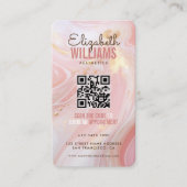 Pink Gold Marmor Beauty Salon QR Code Loyalität & Visitenkarte (Vorderseite)
