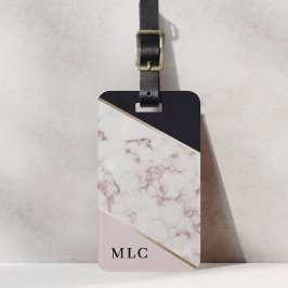 Pink Gold Marmor Custom Monogram Luggage Tag Gepäckanhänger