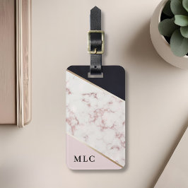 Pink Gold Marmor Custom Monogram Luggage Tag Gepäckanhänger