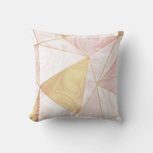 Pink & Gold Marmor Poly Geometrische Dreiecke Kissen