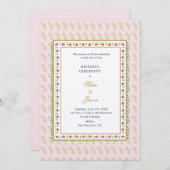 Pink & Gold Mehendi Zeremonie Indianerfeier Einladung (Vorne/Hinten)