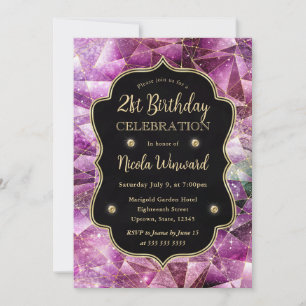 Pink & Gold Midnight Crystal Galaxy 21. Geburtstag Einladung