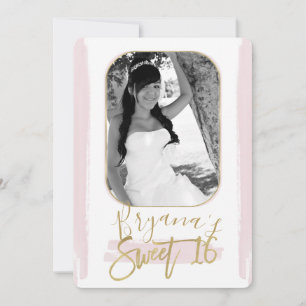 Pink Gold Minimal Modern Sweet 16 Foto Bild Einladung
