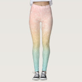 Pink Gold Mint Glitzer Ombre Luxus Design Leggings (Vorderseite)
