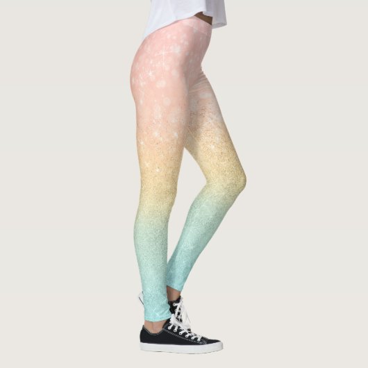 Pink Gold Mint Glitzer Ombre Luxus Design Leggings (Rechts)