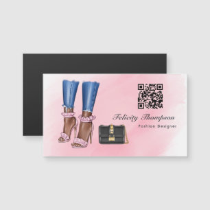 Pink-Gold-Modedesigner-QR-Code Magnetkarte