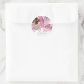 Pink & Gold Modern Floral Wedding Birthday Party Runder Aufkleber (Tasche)