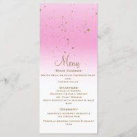 Pink Gold Modern Glam Confetti Party Wedding Menü
