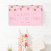 Pink & Gold Modern String Lights Chic Party Banner (Insitu)