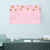 Pink & Gold Modern String Lights Chic Party Banner (Messeveranstaltung)