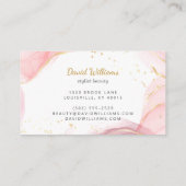 Pink Gold Moderne Kunst Flüssiges Wasserfarbengesc Visitenkarte (Rückseite)