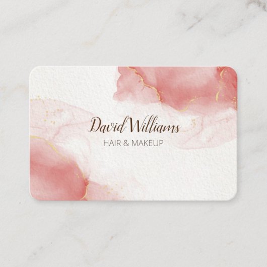Pink Gold Moderne Kunst Flüssiges Wasserfarbengesc Visitenkarte (Vorderseite)