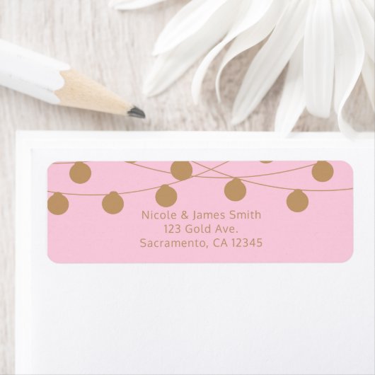 Pink & Gold Moderne String Lights Chic Einladung (Insitu)