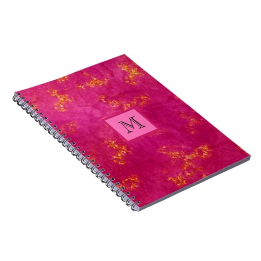 Pink Gold Monogram Girly Pattern Trendy Initial Notizblock (Rechte Seite)