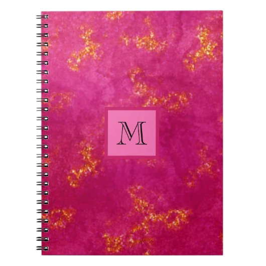 Pink Gold Monogram Girly Pattern Trendy Initial Notizblock (Vorderseite)