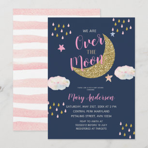 Pink Gold Moon Baby Dusche Einladung