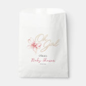 Pink & Gold “Oh Girl” Gold Typography Baby Shower Geschenktütchen (Vorderseite)