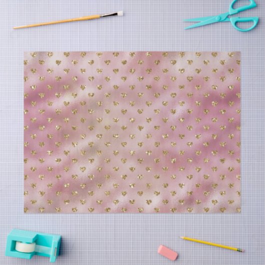 Pink Gold Ombre Glitzer Hearts Seidenpapier (Basteln)
