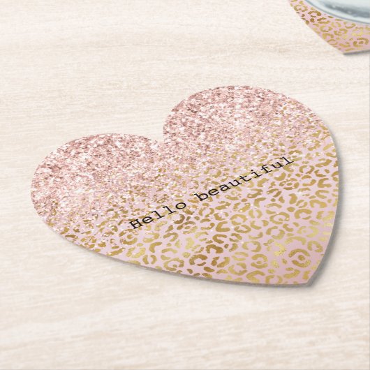 Pink Gold Ombre Leopard Print Blush Glitzer Untersetzer (angewinkelt)