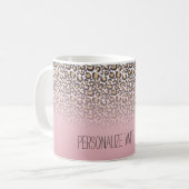 Pink Gold Ombre Leopard Print Personalisiert Kaffeetasse (Vorderseite Links)