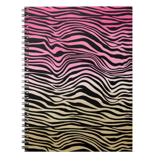 Pink Gold Ombre Wasserfarbe Schwarz Zebra Notizblock (Vorderseite)
