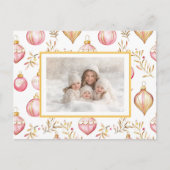 Pink Gold Ornamente Foto Weihnachten Postkarte (Vorderseite)