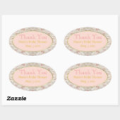 Pink Gold Oval Bridal Danke Stickers (Blatt)