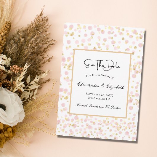 Pink Gold Overlay QR Code Hochzeitssache speichern Save The Date