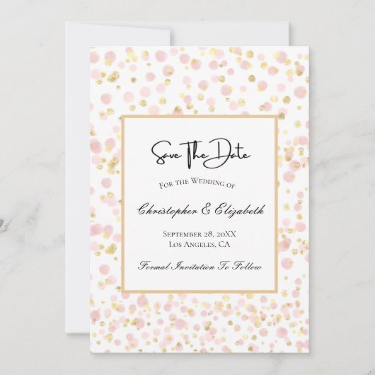 Pink Gold Overlay QR Code Hochzeitssache speichern Save The Date (Vorderseite)