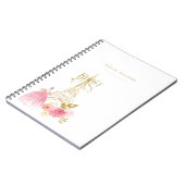 Pink Gold Pariser Chic Monogramm Notizblock (Linke Seite)