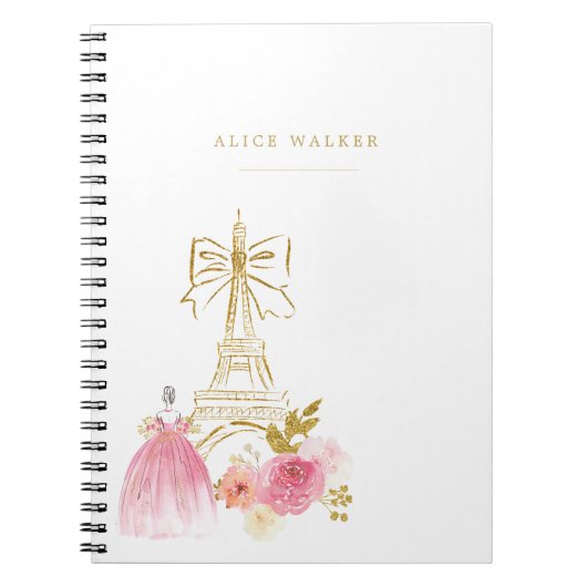 Pink Gold Pariser Chic Monogramm Notizblock (Vorderseite)