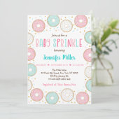 Pink Gold Pastel Donut Baby Sprinkle Einladung (Stehend Vorderseite)